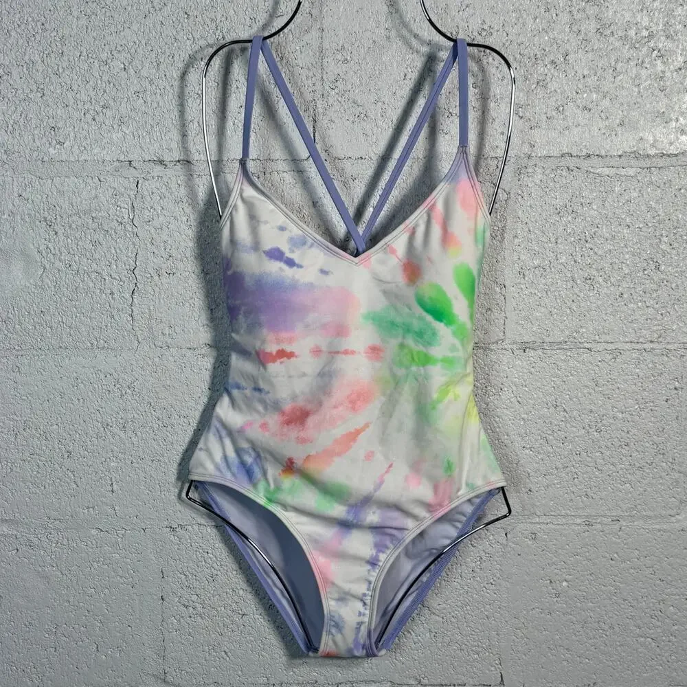 Salt + Cove Juniors' Night Lights Lace-Back One-Piece Swimsuit, medium
